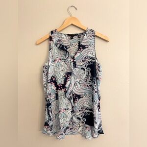 Paisley Ruffle Sleeveless Blouse